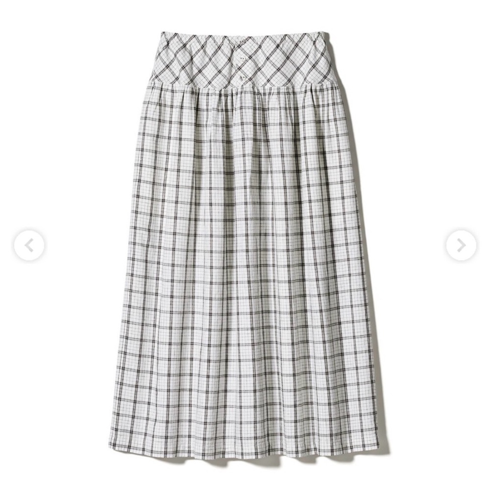 UNIQLO x INES DE LA FRESSANGE PARIS Linen Cotton Gather Checked Skirt
